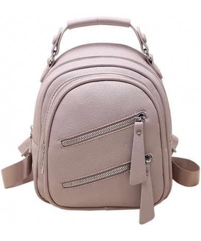 Backpack Lightweight PU Soft Leather Bag Casual Travel Backpack Multifunctional Shoulder Bag, Gray, 20 * 9 * 25CM (Color : Kh...