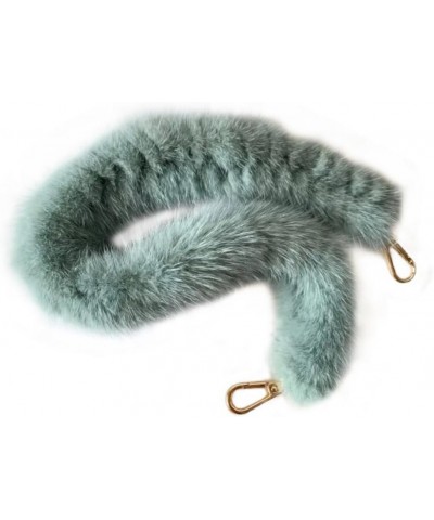 Women Fluffy Faux Fur Alloy Chain Shoulder Bag Strap Replacement Short Handbag Straps for Puffer Bags Underarm Bags Grey-gree...