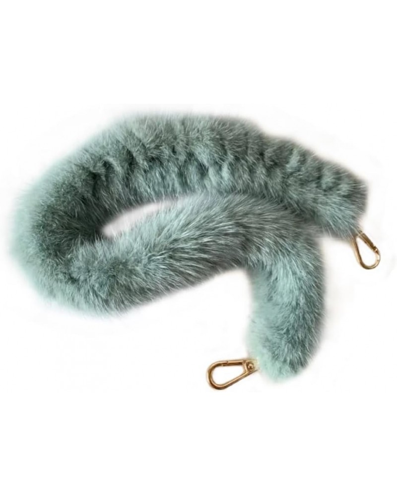 Women Fluffy Faux Fur Alloy Chain Shoulder Bag Strap Replacement Short Handbag Straps for Puffer Bags Underarm Bags Grey-gree...