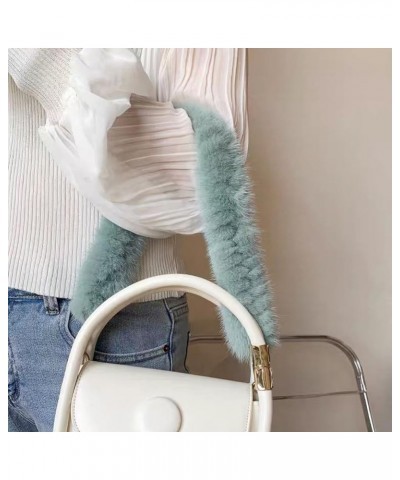 Women Fluffy Faux Fur Alloy Chain Shoulder Bag Strap Replacement Short Handbag Straps for Puffer Bags Underarm Bags Grey-gree...