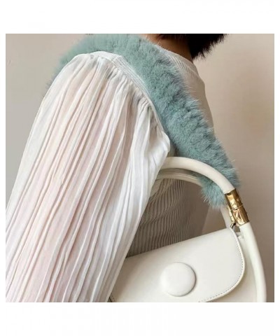 Women Fluffy Faux Fur Alloy Chain Shoulder Bag Strap Replacement Short Handbag Straps for Puffer Bags Underarm Bags Grey-gree...