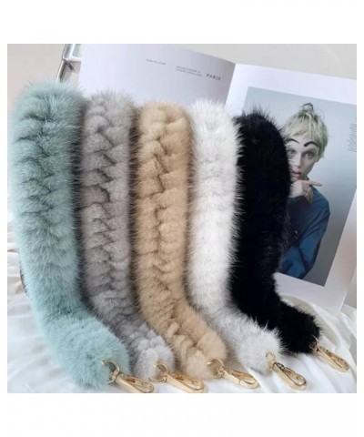 Women Fluffy Faux Fur Alloy Chain Shoulder Bag Strap Replacement Short Handbag Straps for Puffer Bags Underarm Bags Grey-gree...