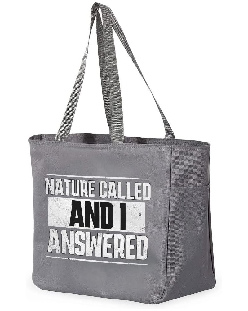 Funny Nature Tote Bag with Pocket - Best Quote Shopping Bag - Printed Tote Bag Gray $17.59 Totes