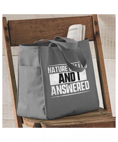 Funny Nature Tote Bag with Pocket - Best Quote Shopping Bag - Printed Tote Bag Gray $17.59 Totes