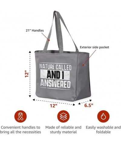 Funny Nature Tote Bag with Pocket - Best Quote Shopping Bag - Printed Tote Bag Gray $17.59 Totes