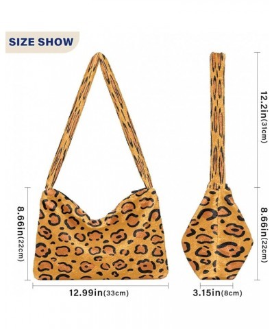 Brown Leopard Skin Women Purse Hobo Bags, Furry Purse Women's Shoulder Bag Leopard Print $9.24 Totes