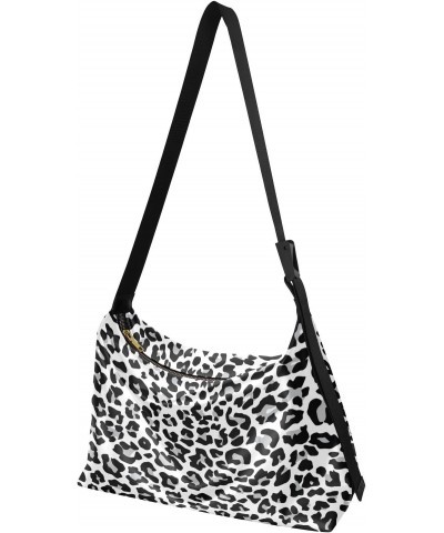 Black Gray Leopard Print Crossbody Bags for Women PU Leather Large Shoulder Bag Hobo Purse $14.52 Hobo Bags