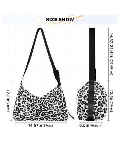 Black Gray Leopard Print Crossbody Bags for Women PU Leather Large Shoulder Bag Hobo Purse $14.52 Hobo Bags