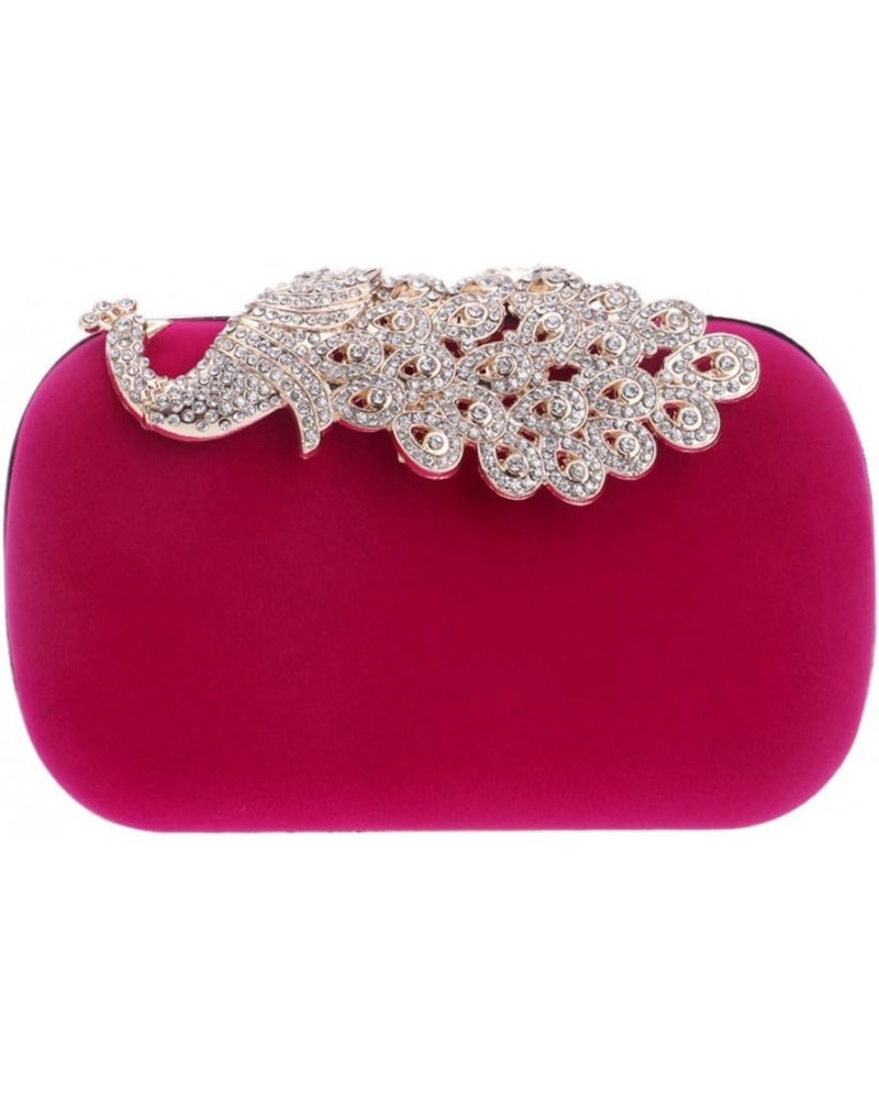 Women Crystal Evening Bag Clutches Purse Chain Wallet Handbag Elegant Party Rose Red $16.10 Evening Bags