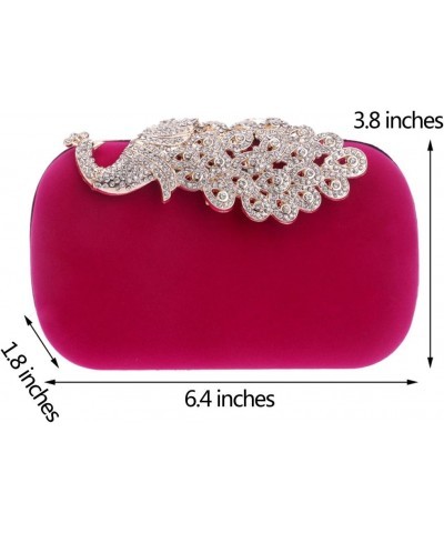 Women Crystal Evening Bag Clutches Purse Chain Wallet Handbag Elegant Party Rose Red $16.10 Evening Bags