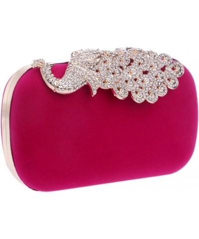 Women Crystal Evening Bag Clutches Purse Chain Wallet Handbag Elegant Party Rose Red $16.10 Evening Bags