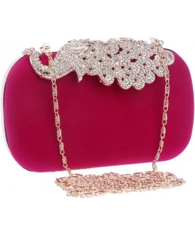 Women Crystal Evening Bag Clutches Purse Chain Wallet Handbag Elegant Party Rose Red $16.10 Evening Bags