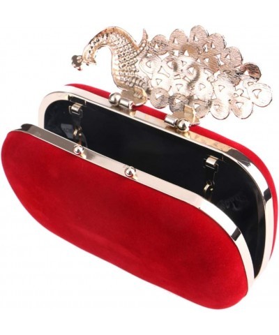 Women Crystal Evening Bag Clutches Purse Chain Wallet Handbag Elegant Party Rose Red $16.10 Evening Bags