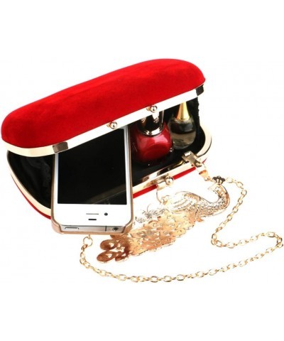 Women Crystal Evening Bag Clutches Purse Chain Wallet Handbag Elegant Party Rose Red $16.10 Evening Bags