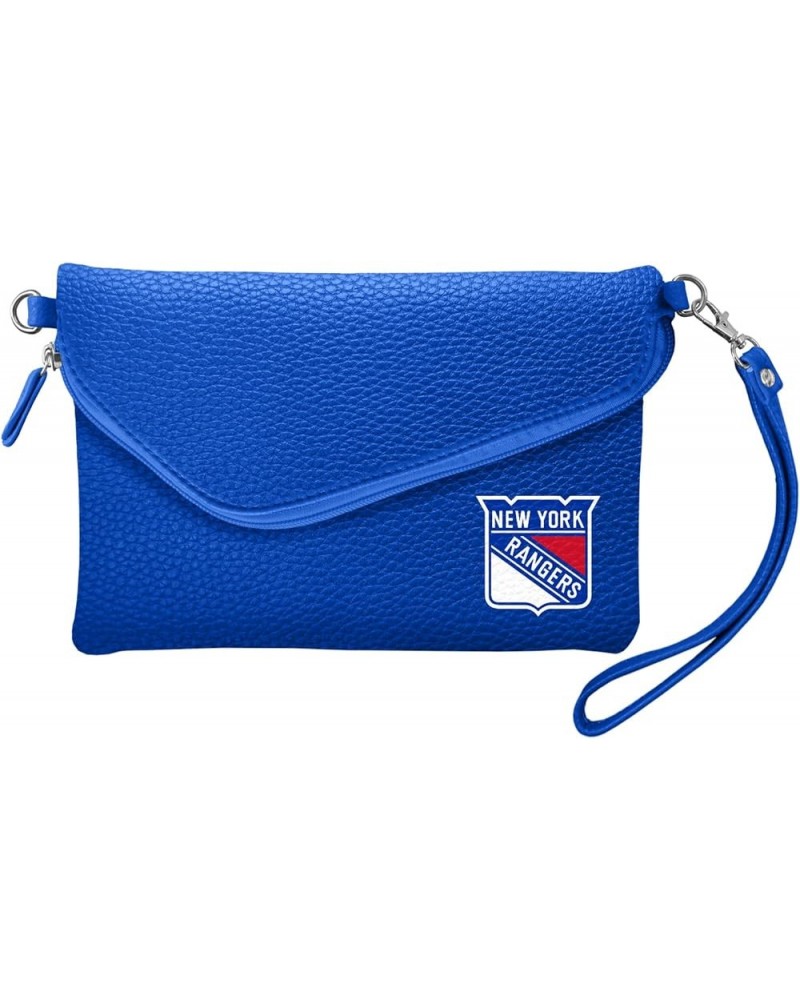 NHL Soft Pebble Fold Over Purse - Large Wristlet - includes Shoulder Strap New York Rangers $9.63 Crossbody Bags