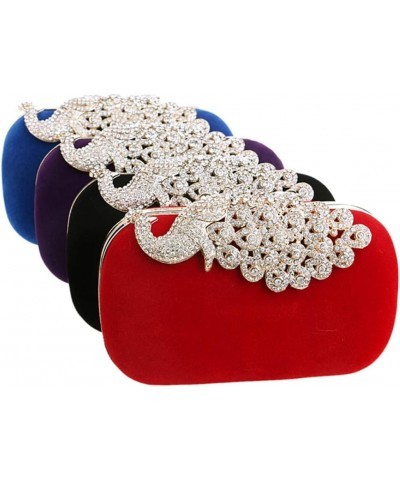 Women Crystal Evening Bag Clutches Purse Chain Wallet Handbag Elegant Party Rose Red $16.10 Evening Bags