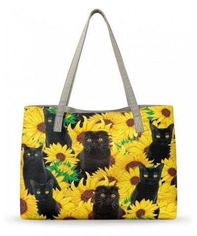 Women's Shoulder Handbags Back Packs/Handbags Tote Bags for Work Date Black Cat Sunflower $29.49 Totes