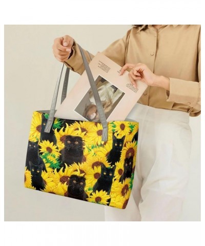 Women's Shoulder Handbags Back Packs/Handbags Tote Bags for Work Date Black Cat Sunflower $29.49 Totes