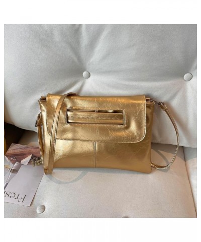 Women Simple Clutch Handbag Large Capacity Vintage Satchel Bag Detachable Strap Leisure Clutch Purse Ladies Commut Gold $12.8...