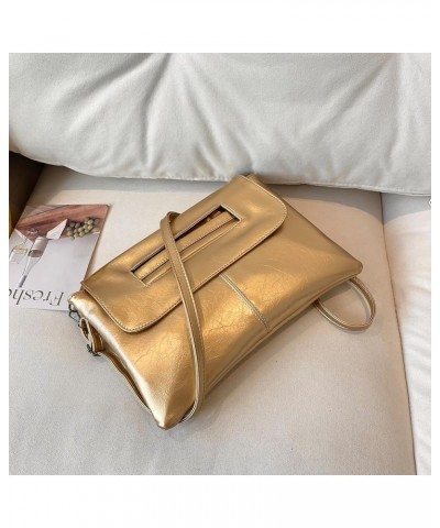 Women Simple Clutch Handbag Large Capacity Vintage Satchel Bag Detachable Strap Leisure Clutch Purse Ladies Commut Gold $12.8...