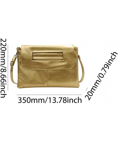 Women Simple Clutch Handbag Large Capacity Vintage Satchel Bag Detachable Strap Leisure Clutch Purse Ladies Commut Gold $12.8...