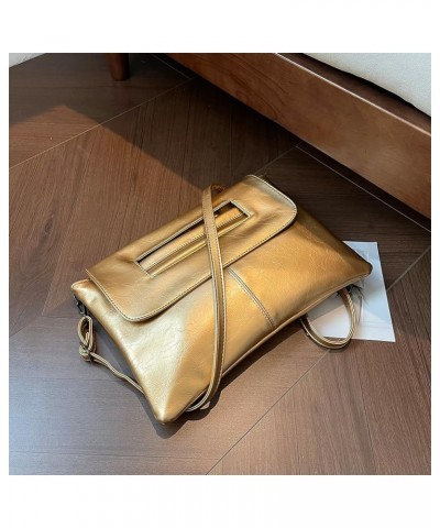 Women Simple Clutch Handbag Large Capacity Vintage Satchel Bag Detachable Strap Leisure Clutch Purse Ladies Commut Gold $12.8...