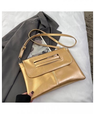 Women Simple Clutch Handbag Large Capacity Vintage Satchel Bag Detachable Strap Leisure Clutch Purse Ladies Commut Gold $12.8...