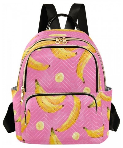 Banana Fruit Pink Women Backpack Purse Ladies Fashion Shoulder Bag Daypack Travel Bag 10L Small $16.45 Backpacks