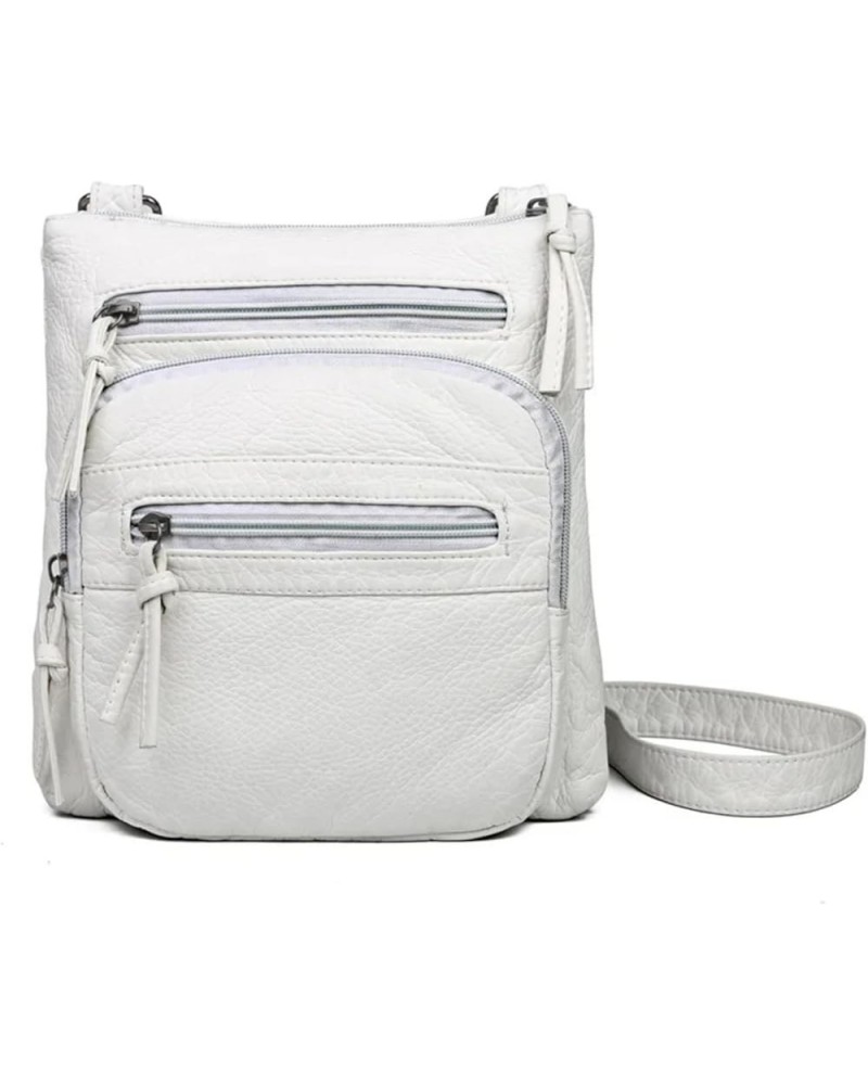 Women's Waterproof Square Soft Leather Casual Shopping Shoulder Crossbody Bag White $10.18 Crossbody Bags