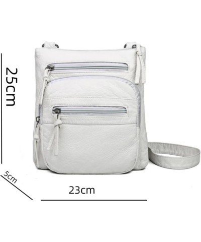 Women's Waterproof Square Soft Leather Casual Shopping Shoulder Crossbody Bag White $10.18 Crossbody Bags