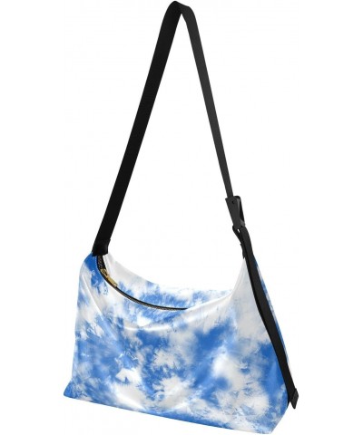 Women Boho Bag Batik Tie Dye Spring Blue Shoulder Bag PU Leather Pouch Crossbody Bag Large Tote Handbag For Quick Getaway Wee...