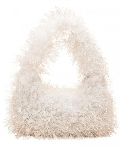 Women's Faux Fur Fuzzy Hobo Bag Furry Handbag Purse Orange one-size White $16.33 Totes