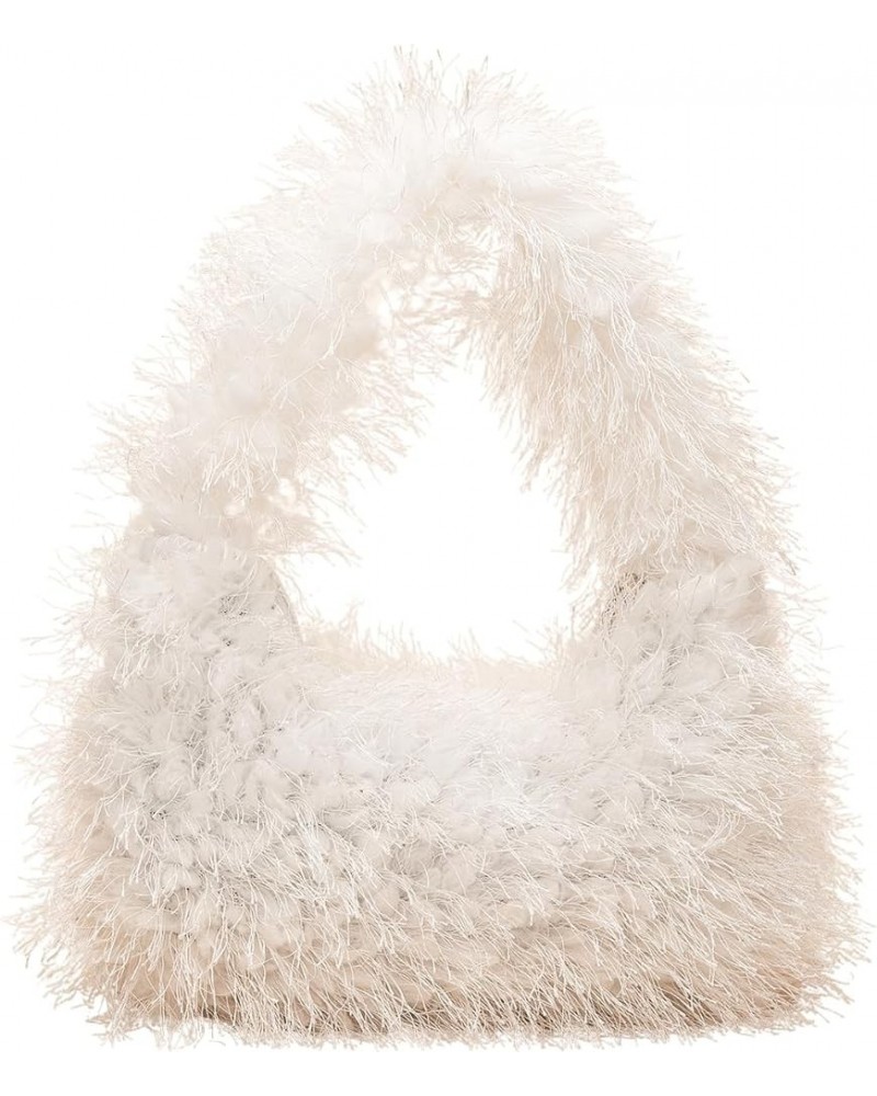 Women's Faux Fur Fuzzy Hobo Bag Furry Handbag Purse Orange one-size White $16.33 Totes