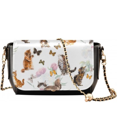 Cats Butterflies Crossbody Bags for Women Handbag Leather Purse Shoulder Bag for Work Gifts Daily $18.40 Shoulder Bags