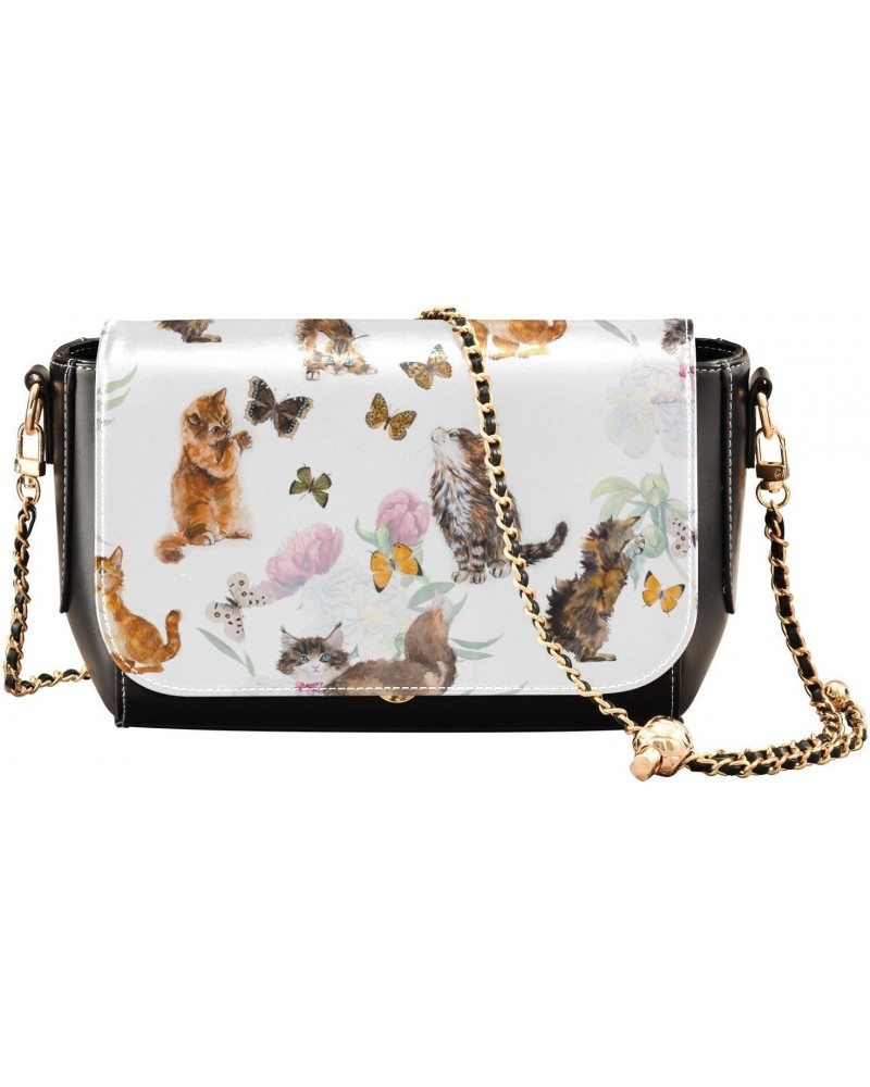 Cats Butterflies Crossbody Bags for Women Handbag Leather Purse Shoulder Bag for Work Gifts Daily $18.40 Shoulder Bags