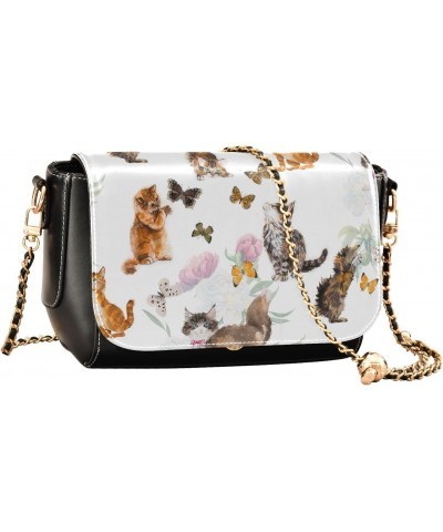 Cats Butterflies Crossbody Bags for Women Handbag Leather Purse Shoulder Bag for Work Gifts Daily $18.40 Shoulder Bags