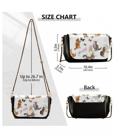 Cats Butterflies Crossbody Bags for Women Handbag Leather Purse Shoulder Bag for Work Gifts Daily $18.40 Shoulder Bags