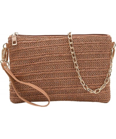 Natural Straw Boho Purse Zipper Wristlet Wallet Handwoven Beach Clutch Bag Beige 06187brown $19.17 Totes