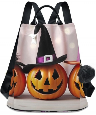 Halloween Pumpkins with Hats Backpack Purse for Women Anti Theft Fashion Travel Bag Halloween Pumpkins With Hats $18.86 Backp...