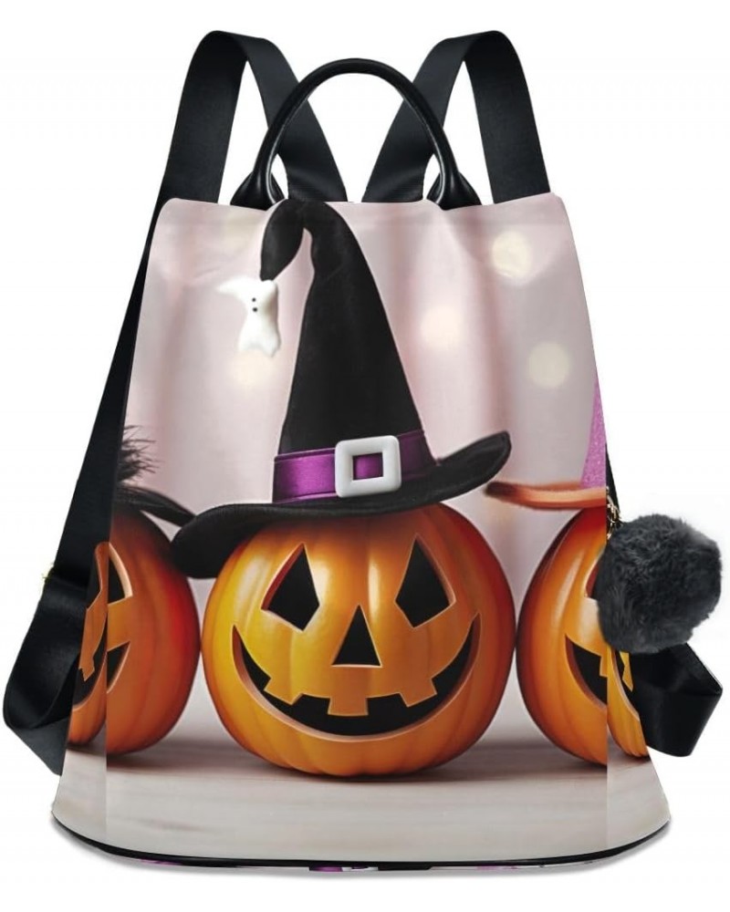 Halloween Pumpkins with Hats Backpack Purse for Women Anti Theft Fashion Travel Bag Halloween Pumpkins With Hats $18.86 Backp...