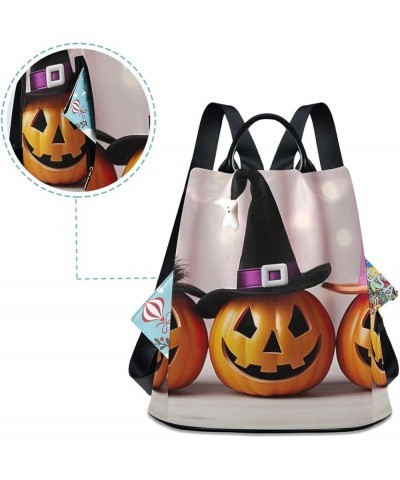 Halloween Pumpkins with Hats Backpack Purse for Women Anti Theft Fashion Travel Bag Halloween Pumpkins With Hats $18.86 Backp...