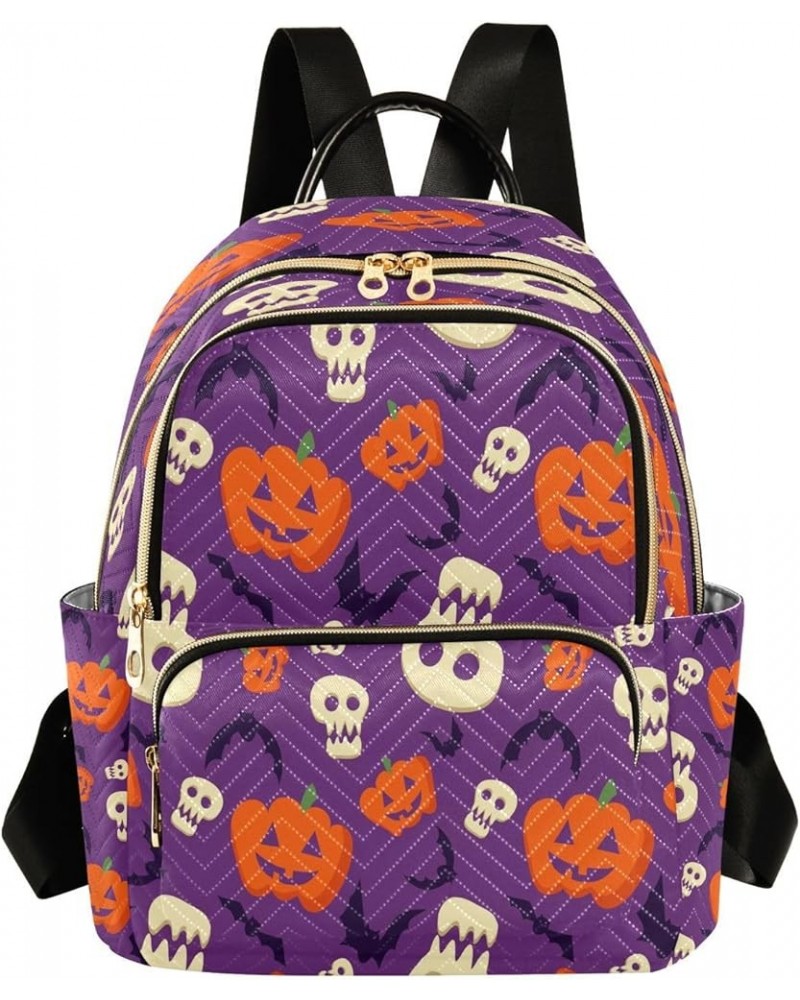 Halloween Skull Ghost Bat Women Backpack Purse Ladies Fashion Shoulder Bag Daypack Travel Bag 10L Medium $19.24 Backpacks