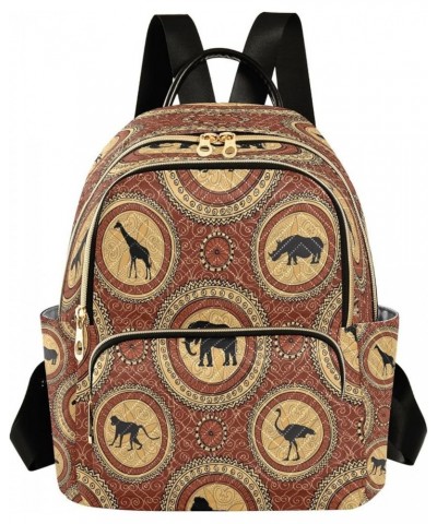 Animal Elephant Giraffe Mandala Women Backpack Purse Ladies Fashion Shoulder Bag Daypack Travel Bag 7.5L Small $17.97 Backpacks