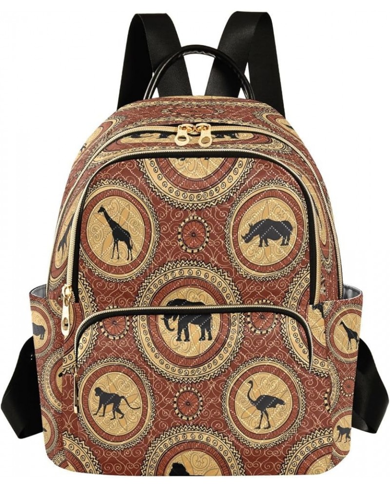 Animal Elephant Giraffe Mandala Women Backpack Purse Ladies Fashion Shoulder Bag Daypack Travel Bag 7.5L Small $17.97 Backpacks