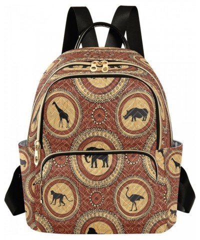 Animal Elephant Giraffe Mandala Women Backpack Purse Ladies Fashion Shoulder Bag Daypack Travel Bag 7.5L Small $17.97 Backpacks