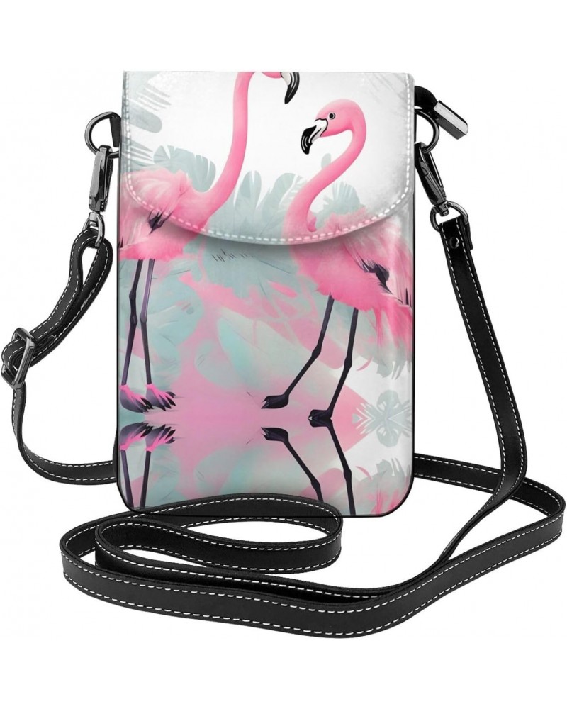 women leather Cell Phone Purse Pink Flamingo pattern Multifunction,Soft, durable,Convenient for daily use and travel, Black, ...