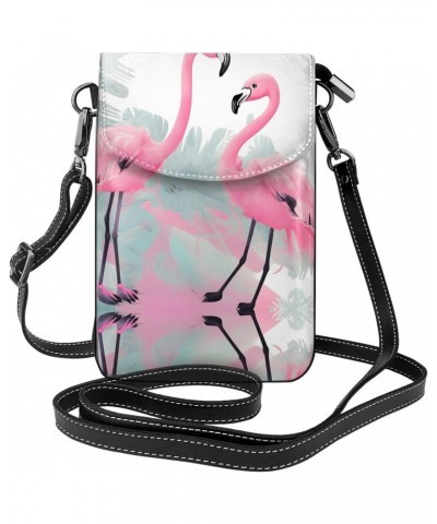 women leather Cell Phone Purse Pink Flamingo pattern Multifunction,Soft, durable,Convenient for daily use and travel, Black, ...