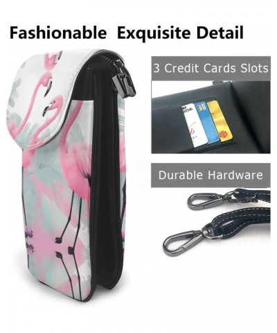 women leather Cell Phone Purse Pink Flamingo pattern Multifunction,Soft, durable,Convenient for daily use and travel, Black, ...