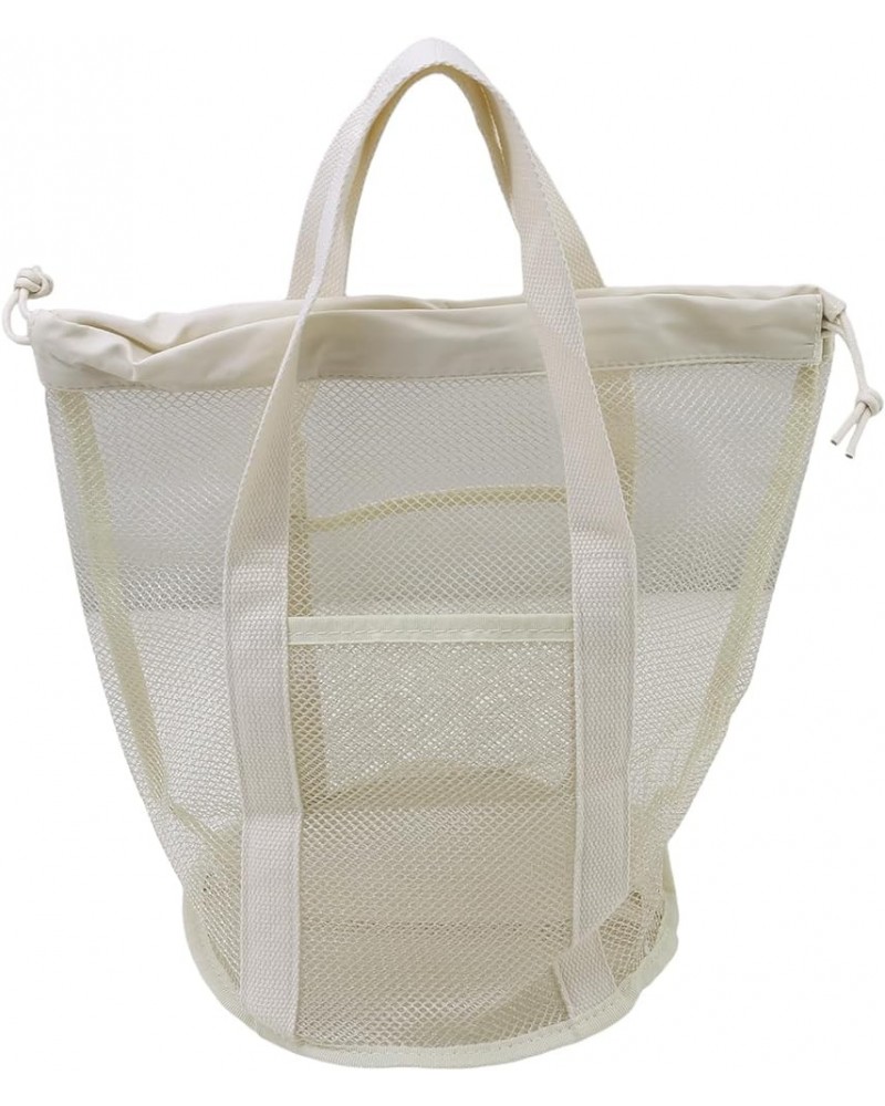 Atmneris Mesh Beach Tote Bag Foldable Swimming Bag Large Shoulder Handbag Casual Travel Hollow Shopping Bag White $7.90 Shoul...