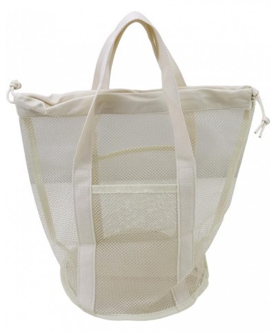 Atmneris Mesh Beach Tote Bag Foldable Swimming Bag Large Shoulder Handbag Casual Travel Hollow Shopping Bag White $7.90 Shoul...